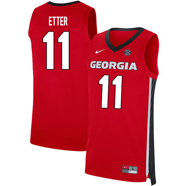 2020 Men #11 Jaxon Etter Georgia Bulldogs College Basketball Jerseys Sale-Red - Click Image to Close